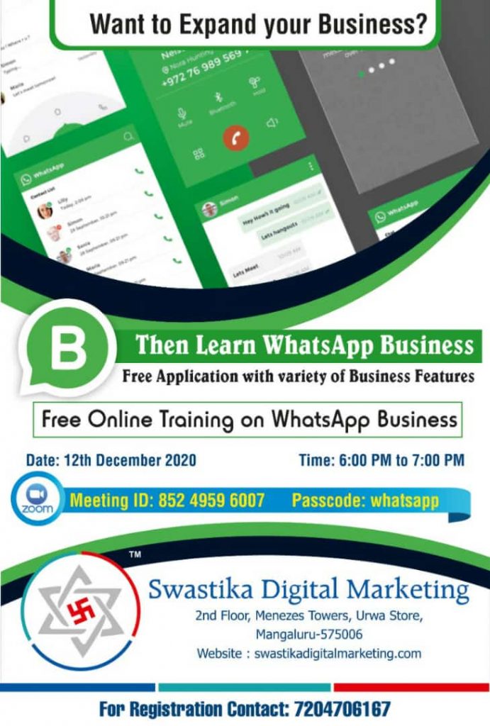 Free Online Training On Whatsapp Business Swastika Digital Marketing